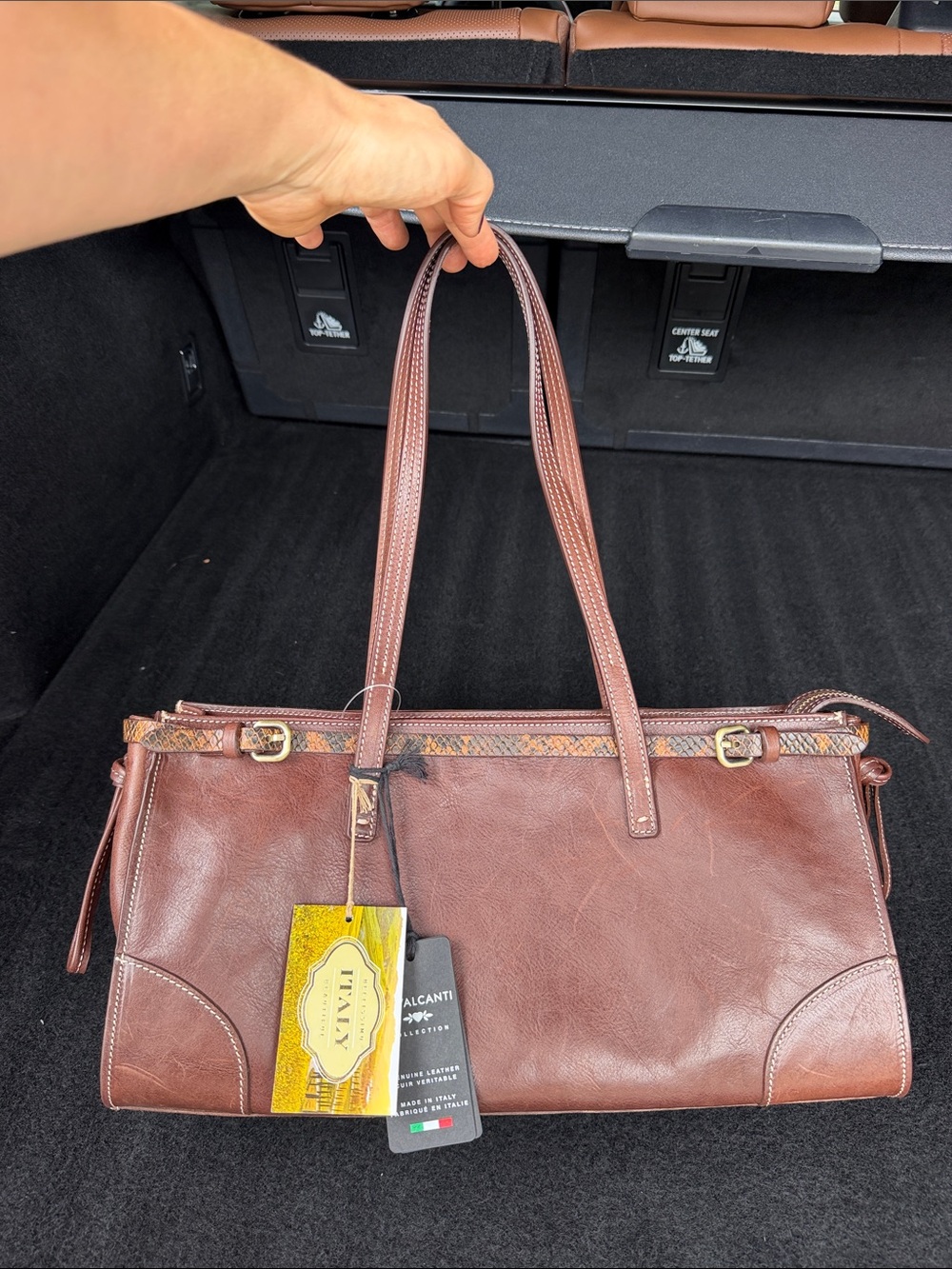 Alcanti Italy Brown Leather Shoulder Bag